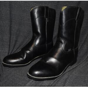 Justin Men's 9 EE Temple 10" Roper Boots Black Western Cowboy Basics Extra Wide